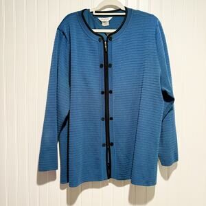 Exclusively Misook Blue Classic Knit Set Cardigan Tank Plus Size 3X